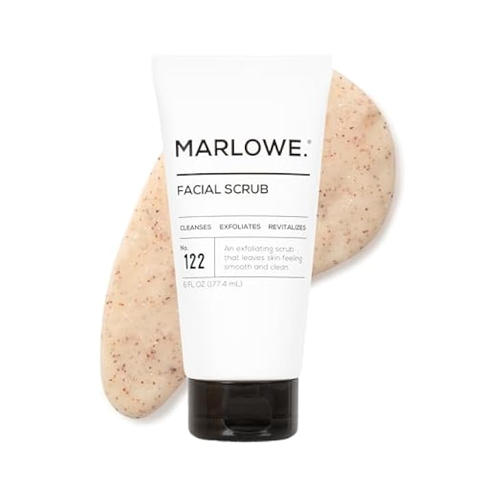 MARLOWE. No. 122 Facial Scrub 6 oz, Gentle Face Exfoliator with Apricot Seed Powder & Pumice, Cleanses & Smooths, Fresh Pine & Agarwood Scent - Image 1