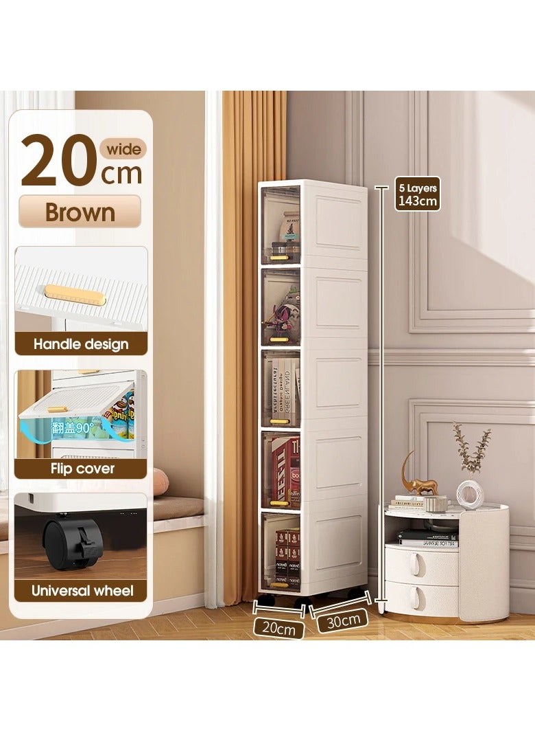 TWEGGON Narrow Rolling Shelf Sliding Vertical Storage Organizer for Kitchen Office Living and Study Rooms - Image 1