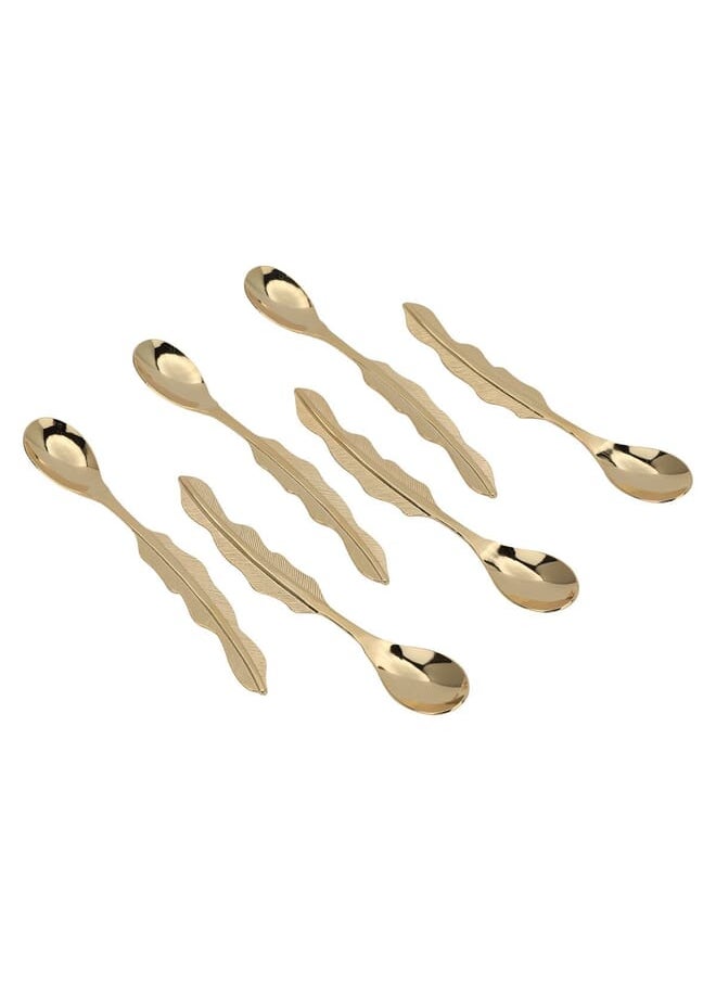 Alsaif Gallery - A set of golden tea spoons with a Japanese leaf handle, 6 h - Image 1