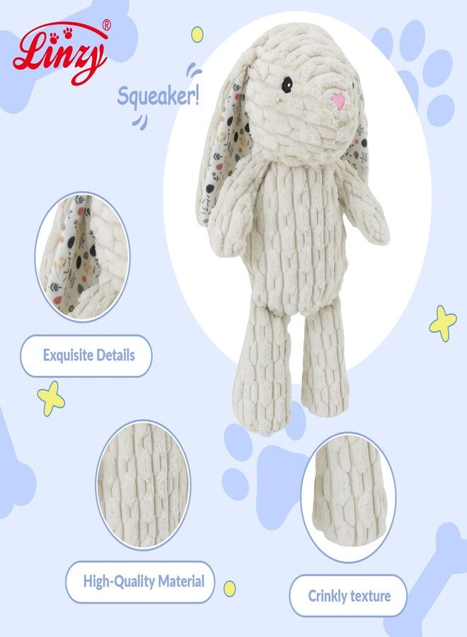 Linzy Plush Floral Bunny Dog Toy, Soft Squeaky Chew Toy for Small Medium Large Dogs, White, Interactive Pet Toy, 12 Inch - Image 4