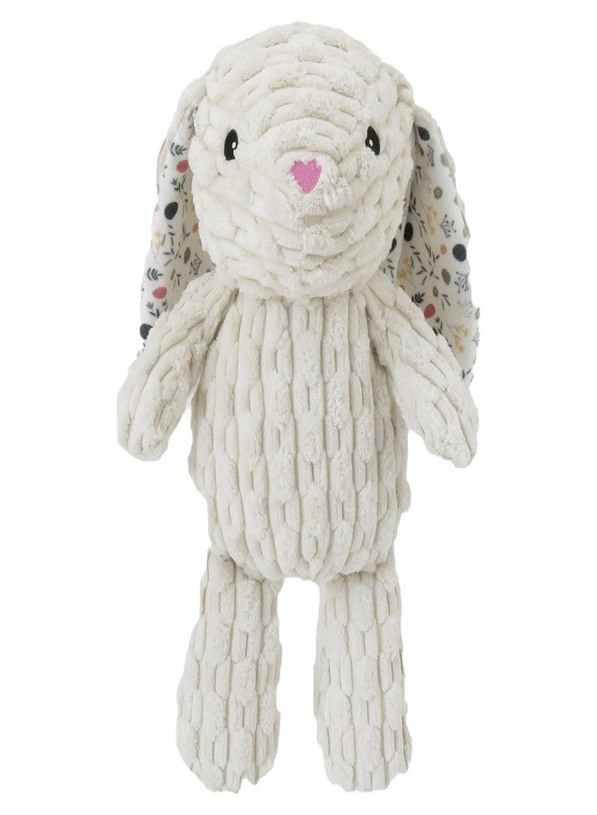 Linzy Plush Floral Bunny Dog Toy, Soft Squeaky Chew Toy for Small Medium Large Dogs, White, Interactive Pet Toy, 12 Inch - Image 1