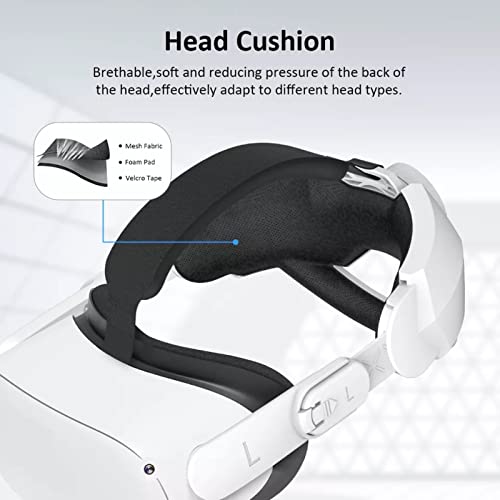 Careflection Elite Strap for Oculus Quest 2 / Meta Quest 2, Adjustable Head Pad Head Extend Strap Replacement Provides Longer Enhanced Grip, Comfortable Balance and Support Better Headset Comfort VR Accessory v2 - Image 4