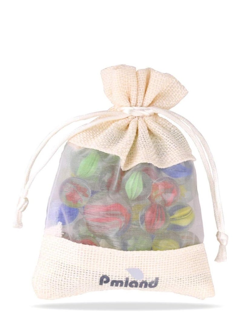 PMLAND 40 Pieces Cats Eyes Glass Marbles Sling Shot Ammo Assorted Colors with a Free Bonus Shooter Marble Drawstring Storage Bag - Image 1