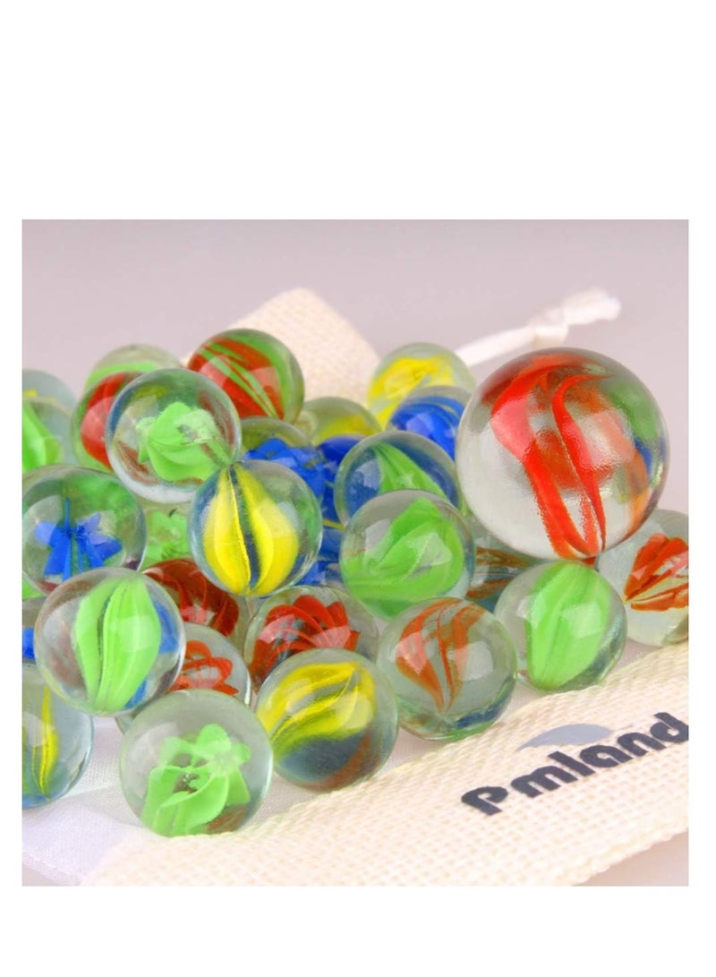 PMLAND 40 Pieces Cats Eyes Glass Marbles Sling Shot Ammo Assorted Colors with a Free Bonus Shooter Marble Drawstring Storage Bag - Image 2