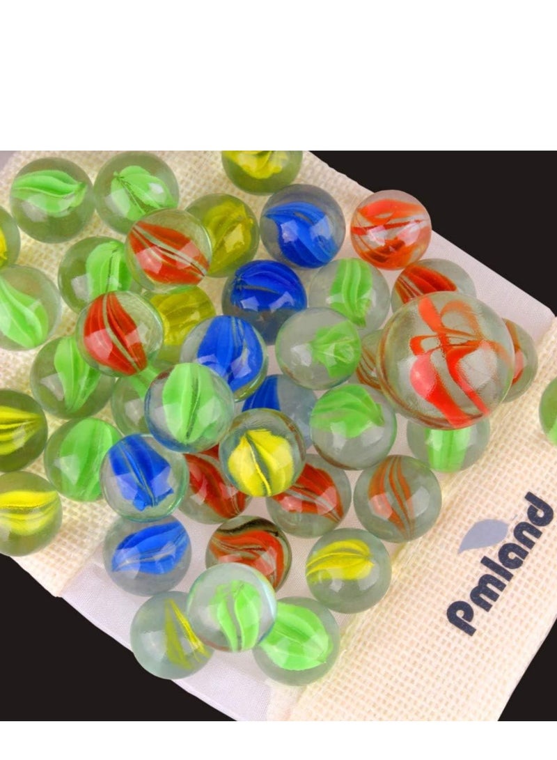 PMLAND 40 Pieces Cats Eyes Glass Marbles Sling Shot Ammo Assorted Colors with a Free Bonus Shooter Marble Drawstring Storage Bag - Image 4