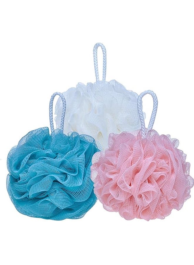 3 جهاز كمبيوتر شخصي شبكة حمام اسفنجة بوف, تقشير كرات دش Loofah, كرة دش نظيف الجسم الناعمة, ملحقات حمام تنظيف الجلد للبالغين, رغوة لطيفة غسيل الجسم اسفنجة للاستخدام اليومي في الحمام - Image 1
