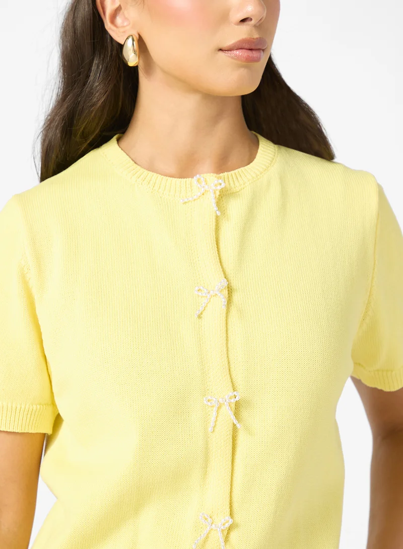 ELLA Cardigan With Bow Tie Detail