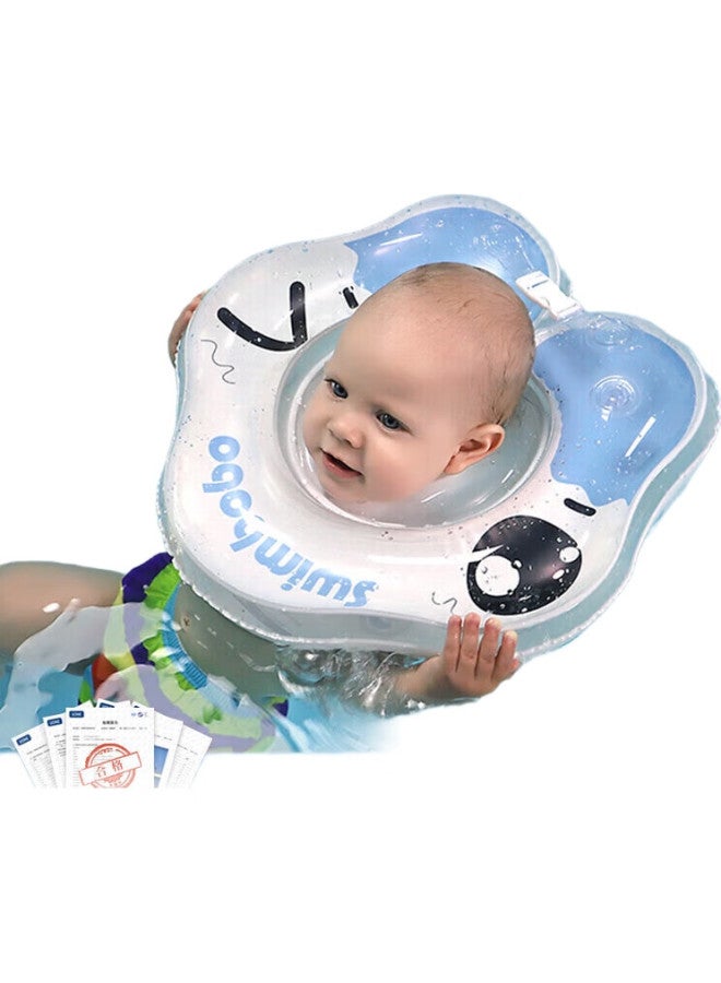 SwimBoBo Baby Swimming Ring With Double Air Cushion Neck Ring, 0-1 Year Old Newborn Swimming Ring, Infant Bath Neck Ring, K5012 Blue M - Image 1