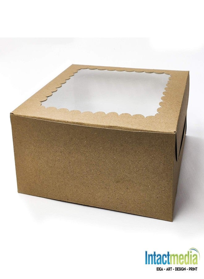 Intactmedia Kraft Cake Box with Window - 360gsm Sturdy Brown Pastry Box for Donuts, Cupcakes & Cookies - Small Bakery Gift Box for Xmas & Party Favors Pack of 10 - Image 3
