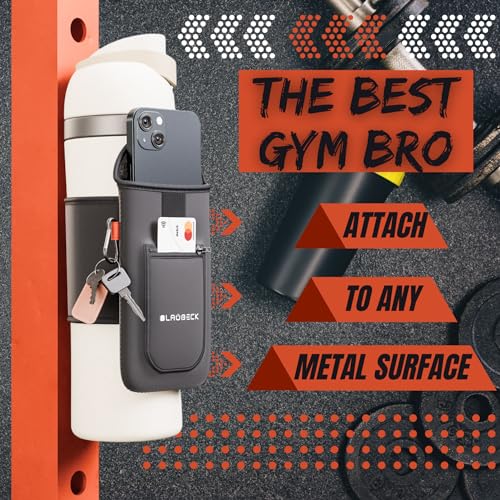 BLAUBECK Magnetic Water Bottle Sleeve Bag and Large Pocket Phone Holder for Gym - Black Pouch with 4 Magnets - Attach it to Any Gym Equipment & Golf Carts - Magnetic Bag Mount for Phones - Gym Essentials - Image 3