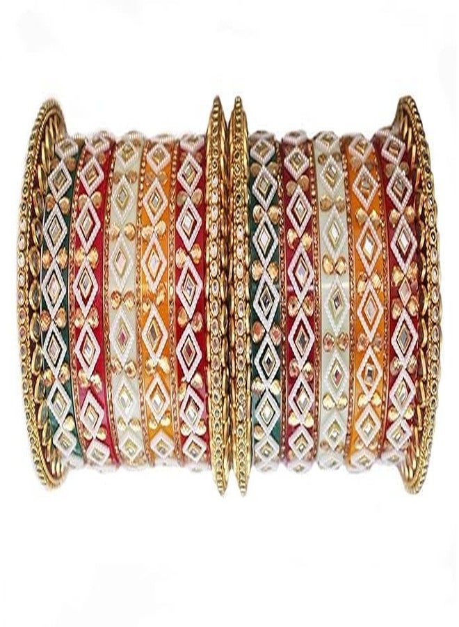 BANGLESKART Rajasthani Rajwadi Radiant Spectrum: مجموعة أساور ملونة مصممة (2.6) - Image 1