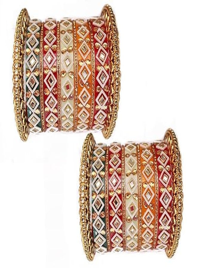 BANGLESKART Rajasthani Rajwadi Radiant Spectrum: مجموعة أساور ملونة مصممة (2.6) - Image 4