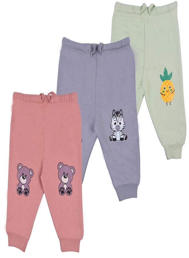 Toddylon Baby Boys' & Girls Pyjama Cotton Pajama Pants Printed Lower Regular Fit Trackpants (Pyjamas Only) (Pack Of 3) (Pastel Shades, 18-24 Months), Multicolor - Image 1
