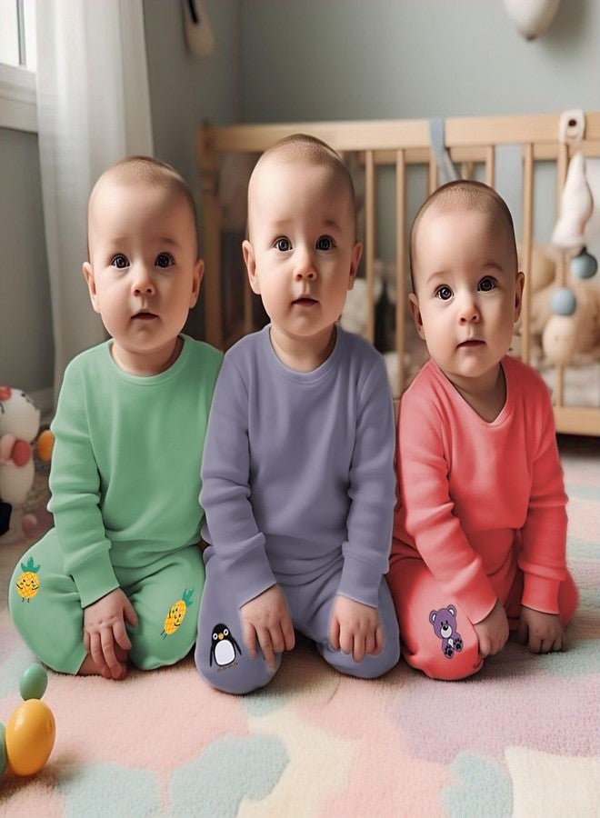 Toddylon Baby Boys' & Girls Pyjama Cotton Pajama Pants Printed Lower Regular Fit Trackpants (Pyjamas Only) (Pack Of 3) (Pastel Shades, 18-24 Months), Multicolor - Image 3
