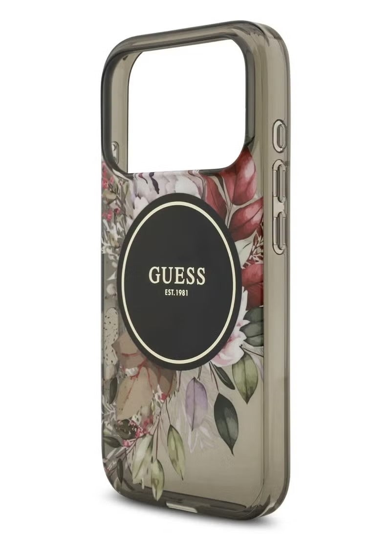 Guess MagSafe IML Case with Flowers Pattern & Lanyard for iPhone 17 Pro Max - BLACK - Image 5