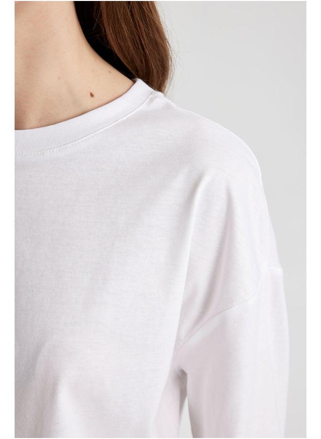 DeFacto - Woman Oversize Fit Crew Neck Knitted Short Sleeve T-Shirt - Image 1