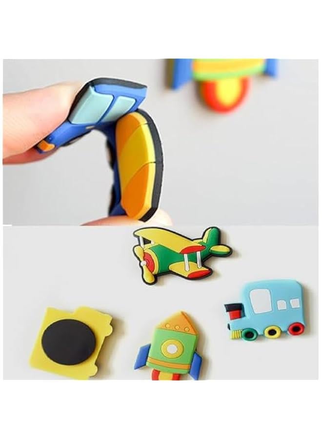 WEZCHUGHAOL Fridge Magnets For Toddlers, Transports Rubber Refrigerator Magnets For Kids Aircraft, Boat, Vehicle, Car Refrigerator Magnet Gift For Fridge Whiteboard Cute Animals Cartoon Magnets - Image 5