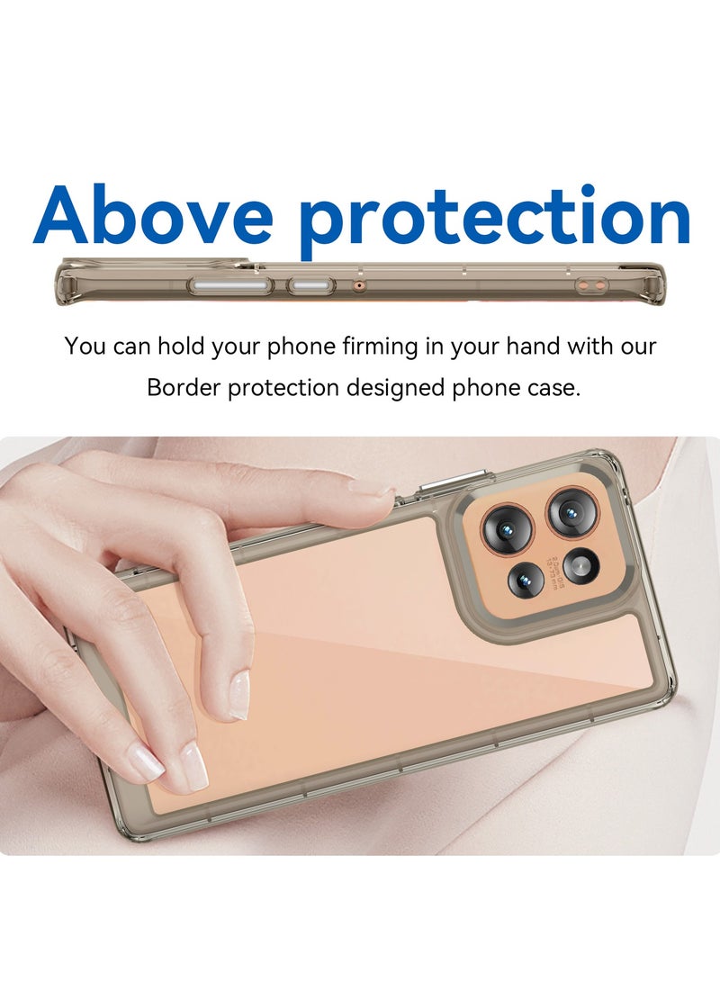 SanHu for Motorola Edge 50 5G Case Cover, High Quality Hard Backplane Soft Border Pure and Bright Comfortable Feel Cell Phone Protective Case for Motorola Edge 50 5G, Grey - Image 4