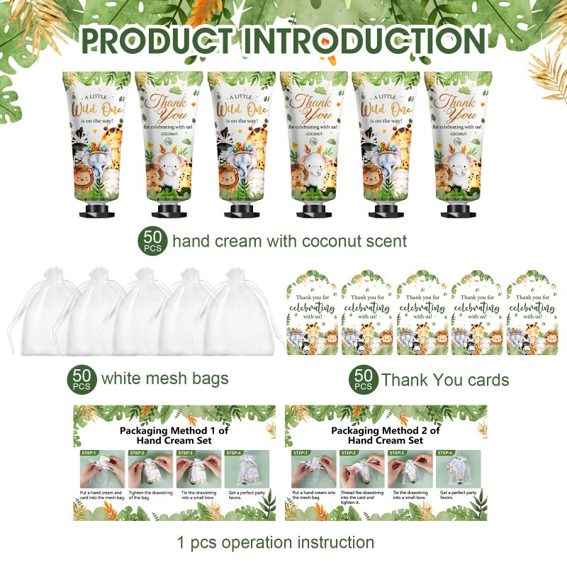 KONEUK 50 Pack Baby Shower Bulk Hand Cream Gifts Sets, Baby Shower Favors and Bridal Shower Favors for Guests with Thank You Card and Organza Gift Bags, Birthday Gifts, Appreciation Gifts for Guests (Animal) - Image 2