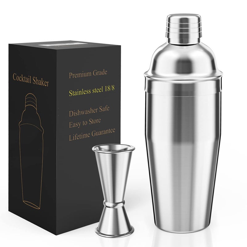 LUCKYGOOBO Cocktail Shaker with Double Measuring JiggerProfessional Stainless Steel 24oz Martini Shaker SetDrink Shaker BuiltIn StrainerBartender Kit