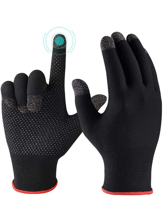 Geustos 2 pairs Gaming Gloves, Anti-Sweat Breathable, Touch Finger for Highly Sensitive Nano-Silver Fiber Material, Dot Silica Gel Palm Non-Slip Design, Support Almost All Mobile Gaming (05-Black)  - Image 3