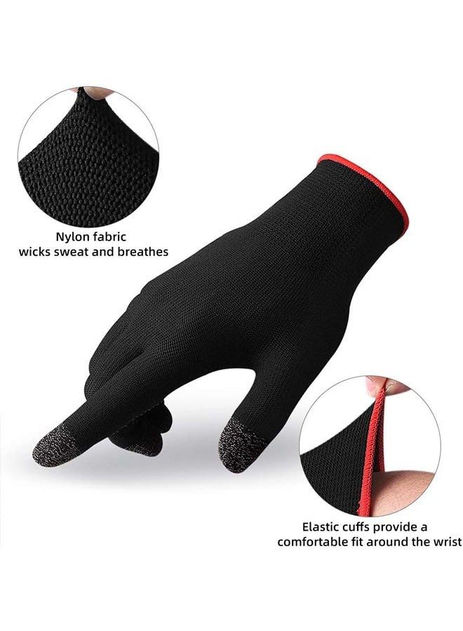 Geustos 2 pairs Gaming Gloves, Anti-Sweat Breathable, Touch Finger for Highly Sensitive Nano-Silver Fiber Material, Dot Silica Gel Palm Non-Slip Design, Support Almost All Mobile Gaming (05-Black)  - Image 5