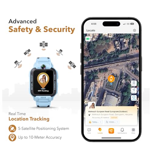 imoo Kids Watch Phone Z7 [4G Cellular + GPS + Health], 4G Smartwatch, HD Video & Voice Call, GPS Enabled with 14 Days Historical Track, Kids Emotion Detector, HeartRate, Body Temp., SPO2 (Blue) - Image 3