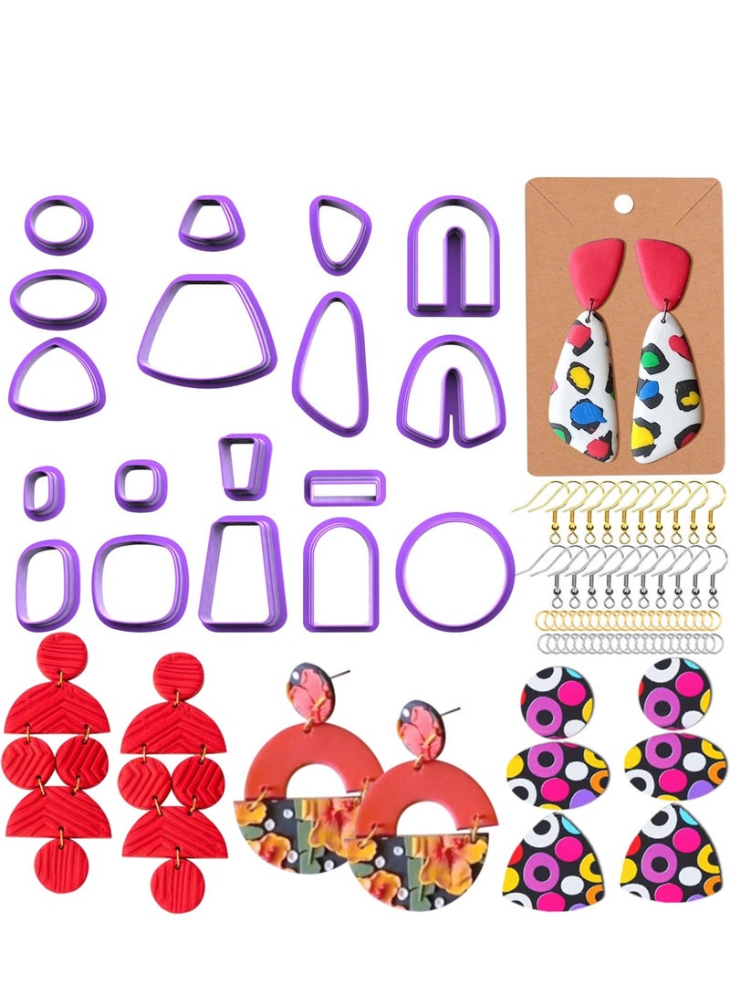 118Pcs Polymer Clay Cutters kit, Set of 18 Clay Cutters Tools for Polymer Clay Jewelry, Plastic Clay Earring Cutters with Earring Cards, Earring Hooks for Polymer Clay Jewelry Making  - Image 1