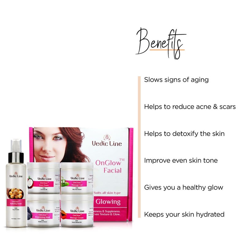 Vedic Line Vedicline Onglow Facial Kit For Glowing Smooth And Clear Skin With The Goodness Of Aloe Vera Vitamin C And Mulberry Extracts 500ml  - Image 2