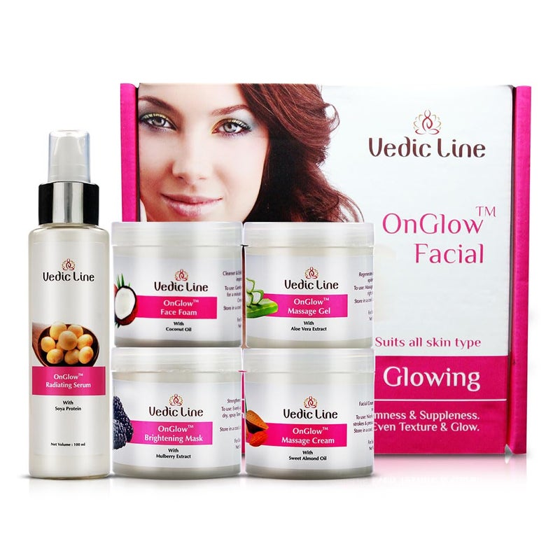 Vedic Line Vedicline Onglow Facial Kit For Glowing Smooth And Clear Skin With The Goodness Of Aloe Vera Vitamin C And Mulberry Extracts 500ml  - Image 1