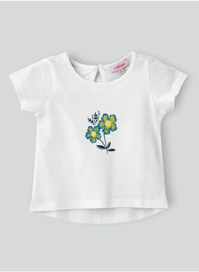 جيلين Infant Girls' Embroidered Floral Cotton Top