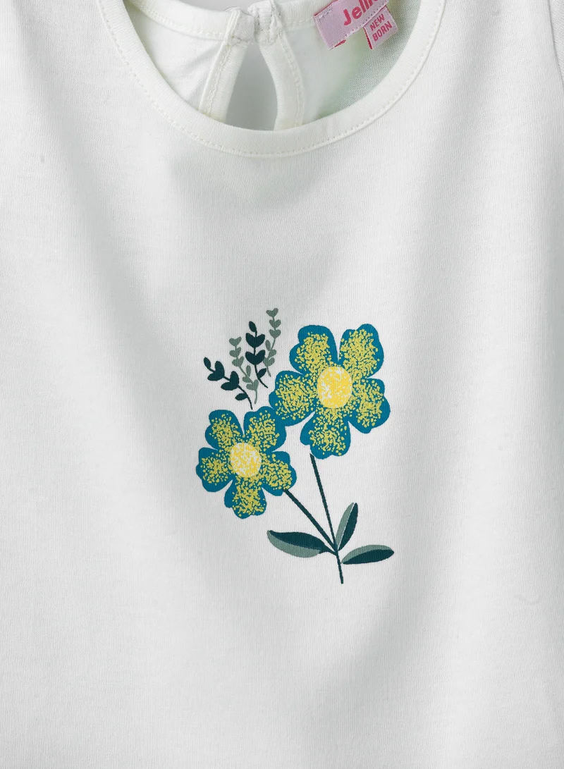 Jelliene Infant Girls' Embroidered Floral Cotton Top