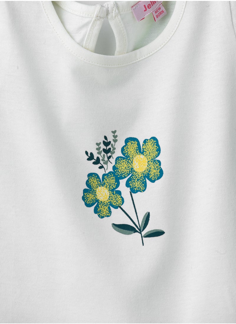 Jelliene Infant Girls' Embroidered Floral Cotton Top  - Image 3