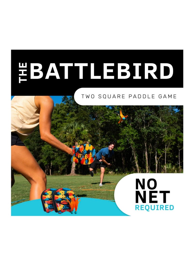 Waboba BATTLE BIRD - Rethink Your Paddle Game – Backyard Set Includes: 2 Wearable Paddles, 2 small birdies and a easy court to set-up with stakes - Size 200 x 120 x 228 mm - Image 2