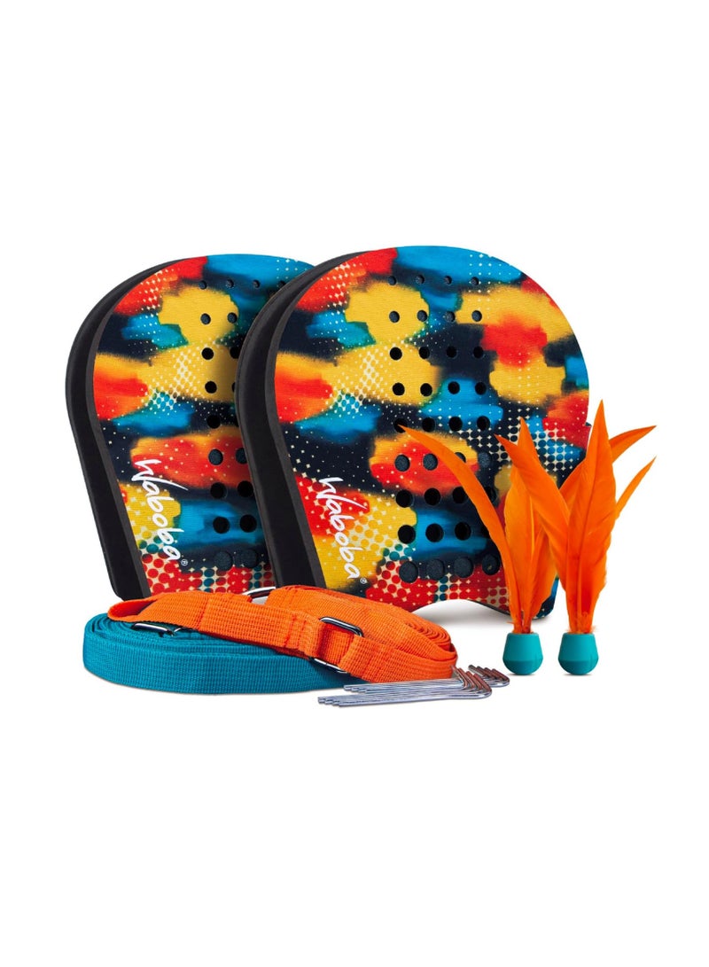 Waboba BATTLE BIRD - Rethink Your Paddle Game – Backyard Set Includes: 2 Wearable Paddles, 2 small birdies and a easy court to set-up with stakes - Size 200 x 120 x 228 mm - Image 1