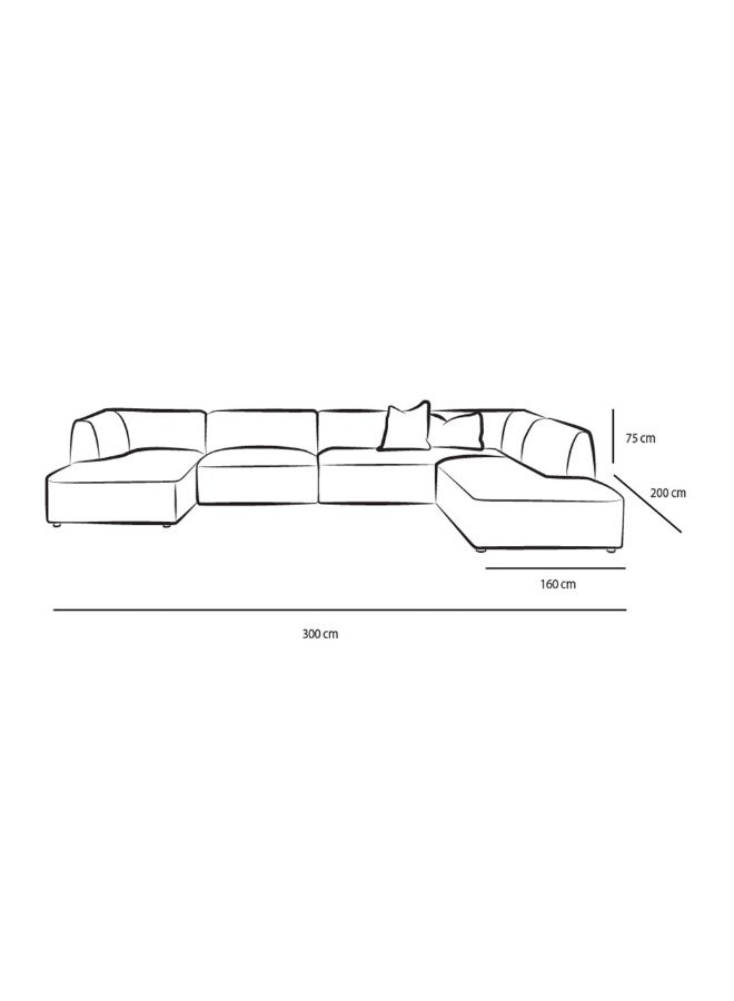 الهوم كنبة زاوية 6 مقاعد شكل حرفL 300x160x200x75 سم - أخضر - Image 5