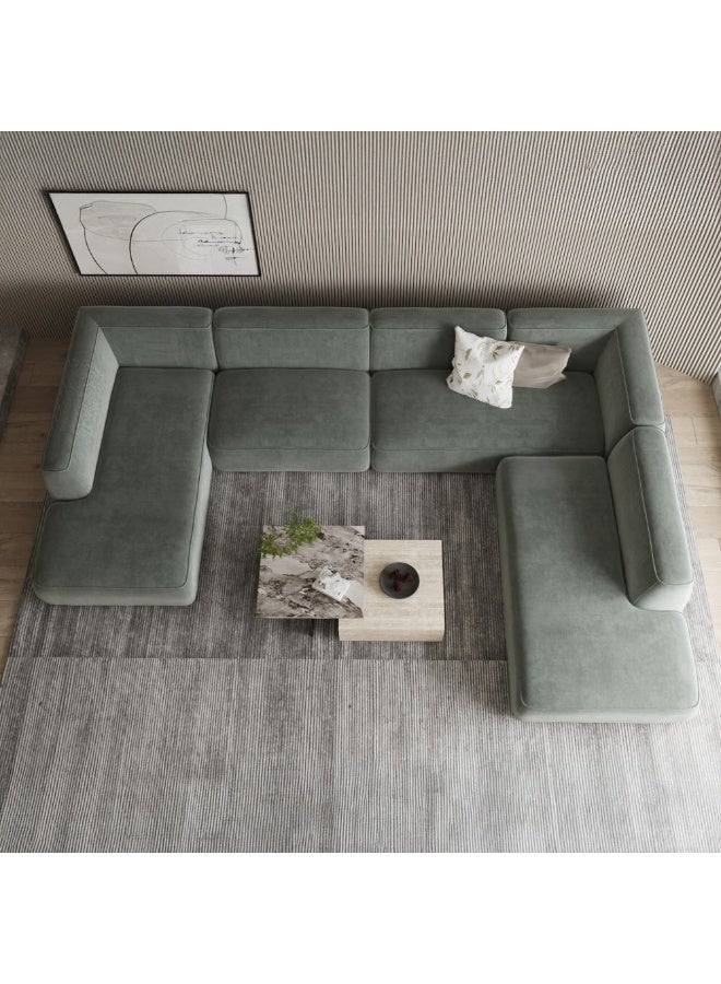 الهوم كنبة زاوية 6 مقاعد شكل حرفL 300x160x200x75 سم - أخضر - Image 4