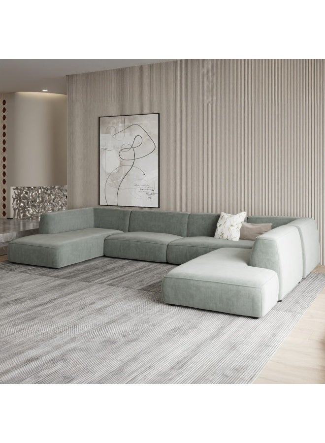 الهوم كنبة زاوية 6 مقاعد شكل حرفL 300x160x200x75 سم - أخضر - Image 1