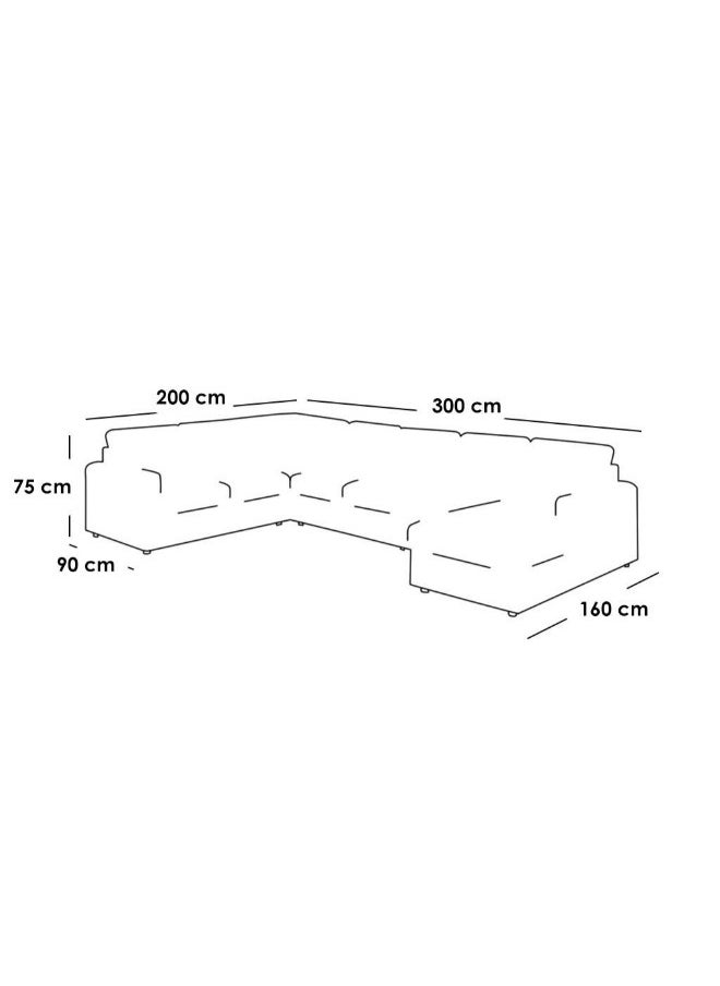 Al Home - 6 Seater L-Shape Sofa Linen 300x160x200x75 Cm - Green - Image 1