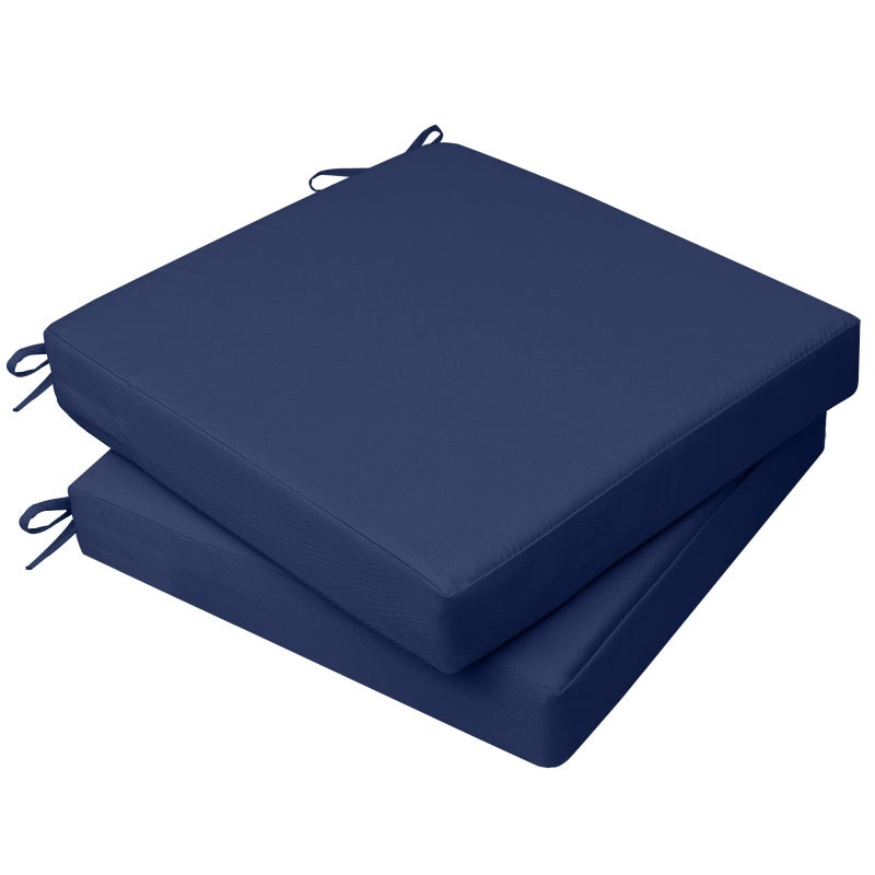 AAAAAcessories Outdoor Seat Cushions for Chairs, Waterproof, Fade-Resistant, 18" x 18" x 2", Patio Furniture Replacement Cushions, Set of 2, Navy Blue - Image 1