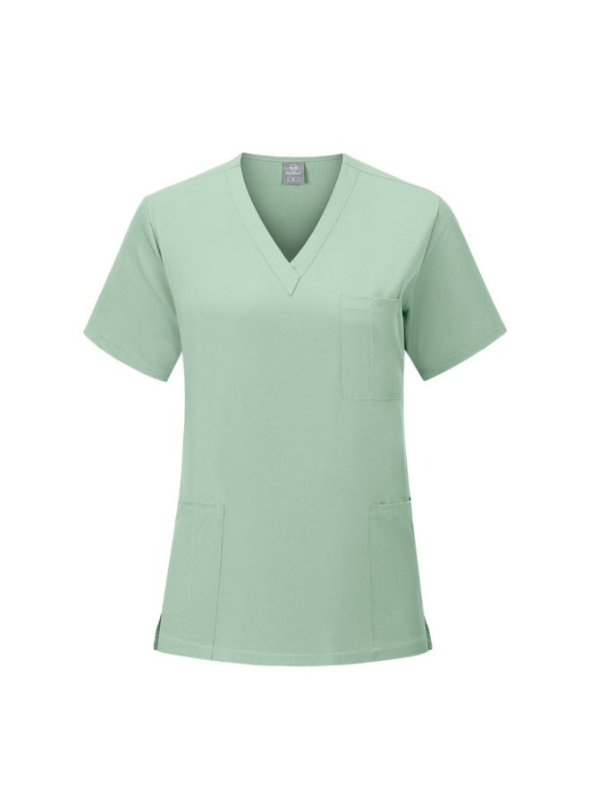 Loquat Womens Medical Scrubs Single Top Medical Uniform Single Printed Top Light Green - Image 1