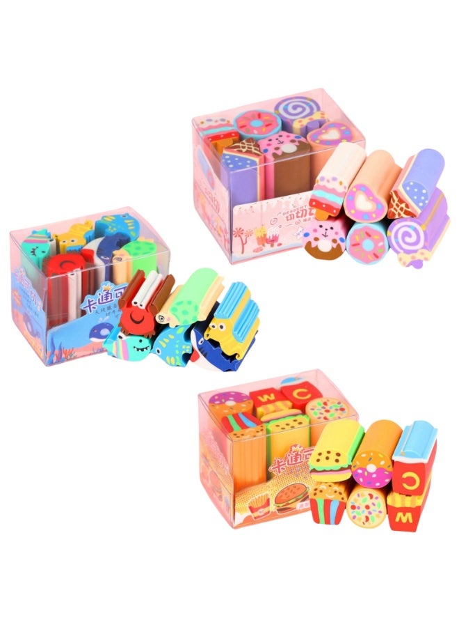 NOVOLAN Cartoon Erasers for Kids - 18-Piece 3D Cute Eraser Set with 3 Themes: Candy, Ocean, and Hamburger - 5cm Super Thick Erasers, Easy to Slice - Fun & Functional Stationery for School & Crafting - Image 1