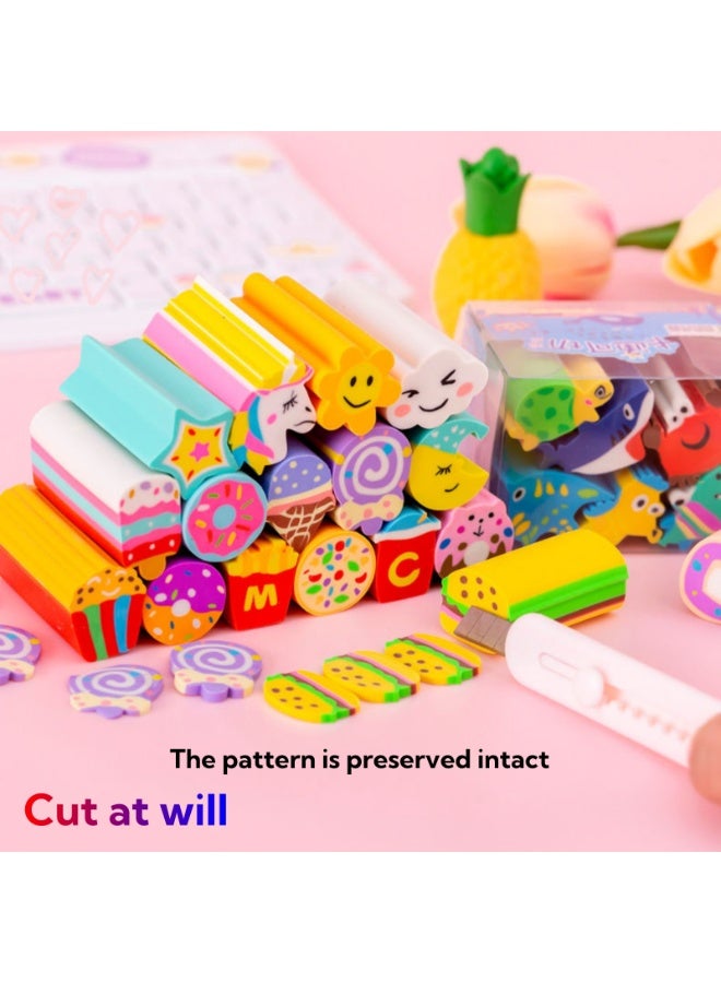 NOVOLAN Cartoon Erasers for Kids - 18-Piece 3D Cute Eraser Set with 3 Themes: Candy, Ocean, and Hamburger - 5cm Super Thick Erasers, Easy to Slice - Fun & Functional Stationery for School & Crafting - Image 3
