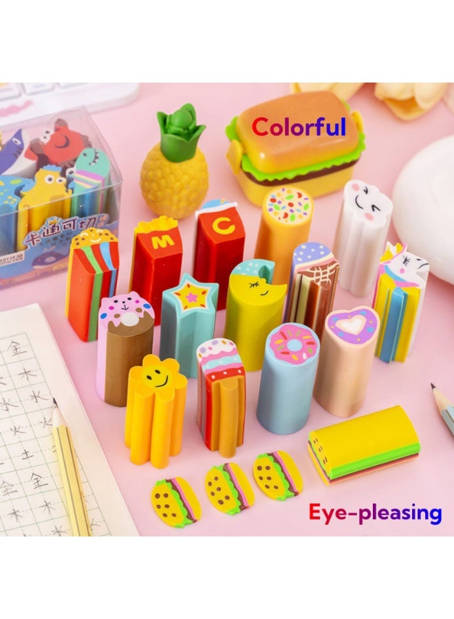 NOVOLAN Cartoon Erasers for Kids - 18-Piece 3D Cute Eraser Set with 3 Themes: Candy, Ocean, and Hamburger - 5cm Super Thick Erasers, Easy to Slice - Fun & Functional Stationery for School & Crafting - Image 5
