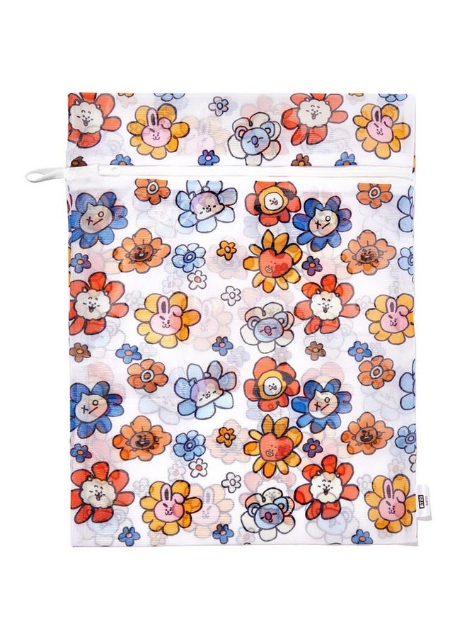 كيتش حقائب غسيل Kitsch x BT21 - طبعة زهور عصرية، إغلاق بسحاب وغطاء مرن لدورة غسيل خالية من التلف، تتضمن مقاسين لجميع احتياجات الغسيل - أضف البهجة إلى يوم غسيلك - مجموعة من قطعتين  - Image 1