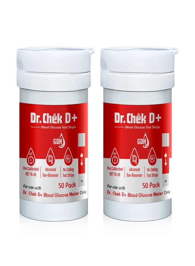 Dr. Chek D+ Blood Glucose Strips - 100 Pack - Image 1