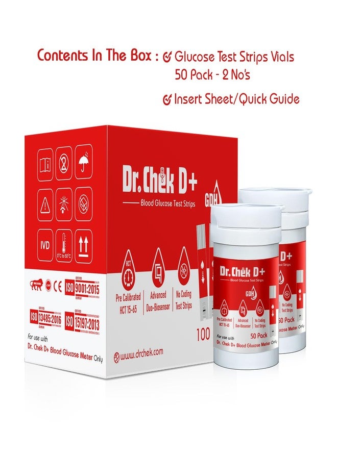 Dr. Chek D+ Blood Glucose Strips - 100 Pack - Image 2