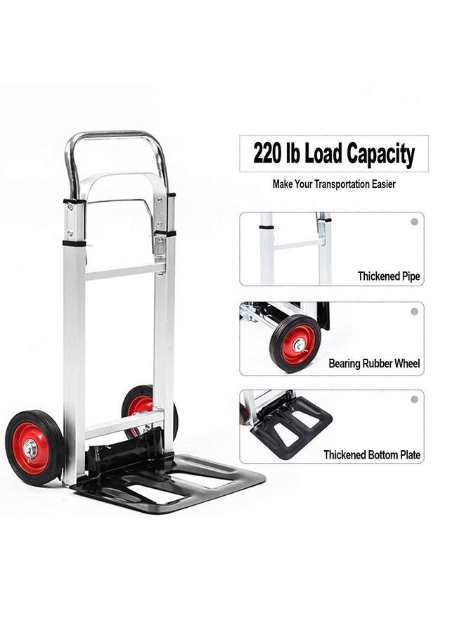 Folding Hand Truck, 2 in 1 Design 400 lbs Capacity, Heavy Duty Industrial Collapsible cart, Dolly Cart with Rubber Wheels for Transport and Moving in Warehouse, Supermarket, Garden - Image 3
