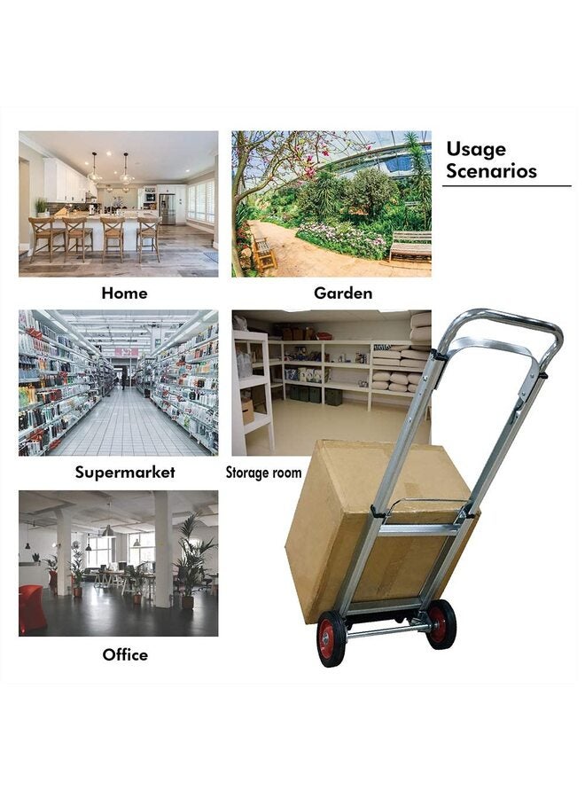 Folding Hand Truck, 2 in 1 Design 400 lbs Capacity, Heavy Duty Industrial Collapsible cart, Dolly Cart with Rubber Wheels for Transport and Moving in Warehouse, Supermarket, Garden - Image 5