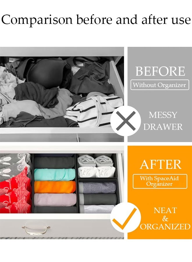 DUNISO 12 قطعة من منظم الأدراج القابل للطي، صناديق تخزين قماشية قابلة للغسل، فواصل أدراج الملابس، سلال تخزين للملابس، الملابس الداخلية، حمالات الصدر، الجوارب (أسود) - Image 5